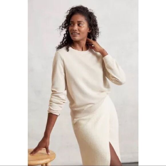 NEW Anthropologie Current Air Dodie Ivory Metallic Pullover Sweatshirt Medium - Picture 1 of 1